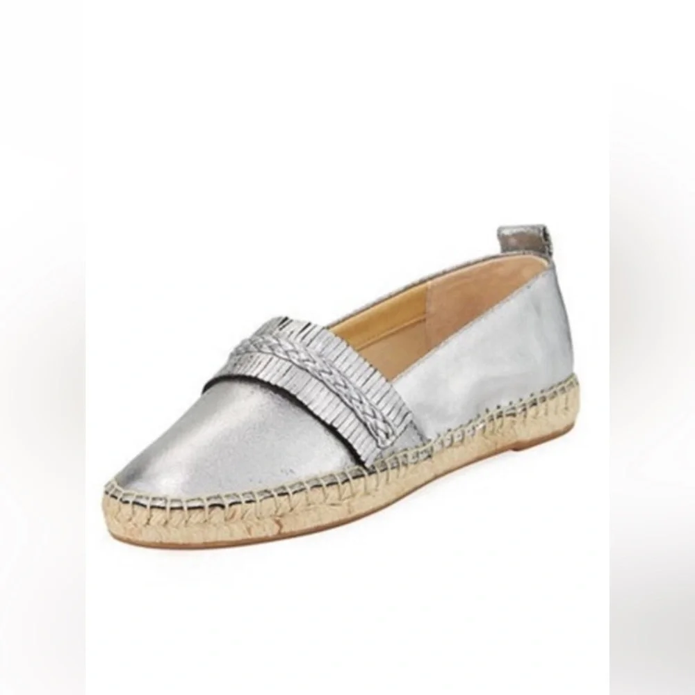 Splendid Jaime Metallic Silver Slip-On Espadrille Shoes 7 Fringe Women’s